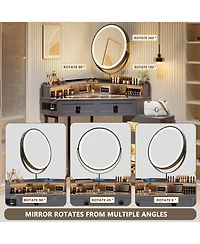 Vlsrka Corner Vanity with Mirror and Lights
