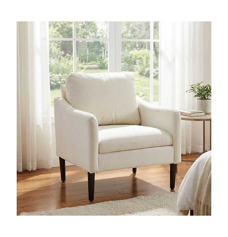 homfan Mid Century Modern Accent Chairs Set of 2, Chenille Armchairs with Curved Arms, Comfortable Lounge and Reading for Living Room