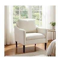 homfan Mid Century Modern Accent Chairs Set of 2, Chenille Armchairs with Curved Arms, Comfortable Lounge and Reading for Living Room