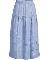 Lands' End Women's Seersucker Pull On Midi Skirt