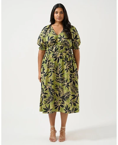 Estelle Wildleaf Cotton Midi Dress
