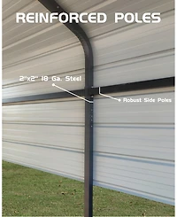Homfan 13 x 26 x 10 Ft Heavy Duty Iron Carport Garage for Cars Trucks Boats Rv, Outdoor Metal Vehicle Shelter with Side Supports