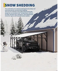 homfan 12x25 Ft Heavy Duty Carport, Galvanized Steel Frame with Vertical Profile Steel Roof, Vehicle Parking Shelter