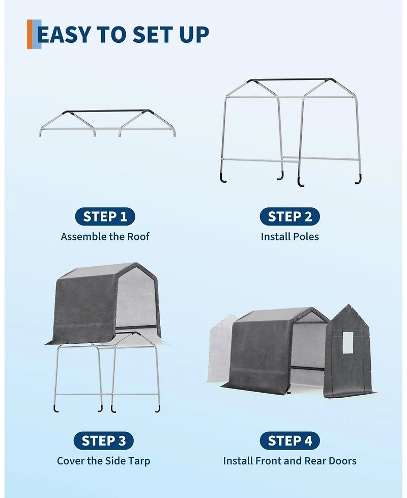 homfan 6x8 Ft Portable Outdoor Storage Shed with Roll-Up Door