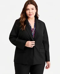 Kasper Plus Washable Bi-Stretch One-Button Blazer