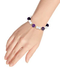 Macy's 14k Gold-Plated Over Brass Imitation Pearl Beads Stretch Bracelet