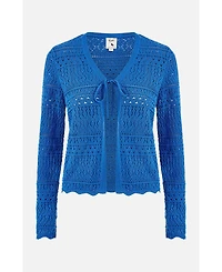 Yumi Women's Crochet Tie Front Cardigan
