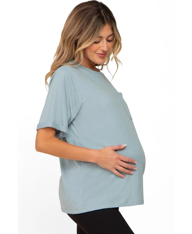 Pinkblush Maternity Mint Green Oversized Pocket Front Short Sleeve Top