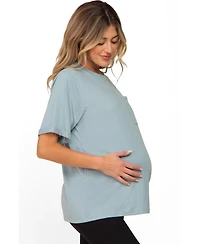 Pinkblush Maternity Mint Green Oversized Pocket Front Short Sleeve Top