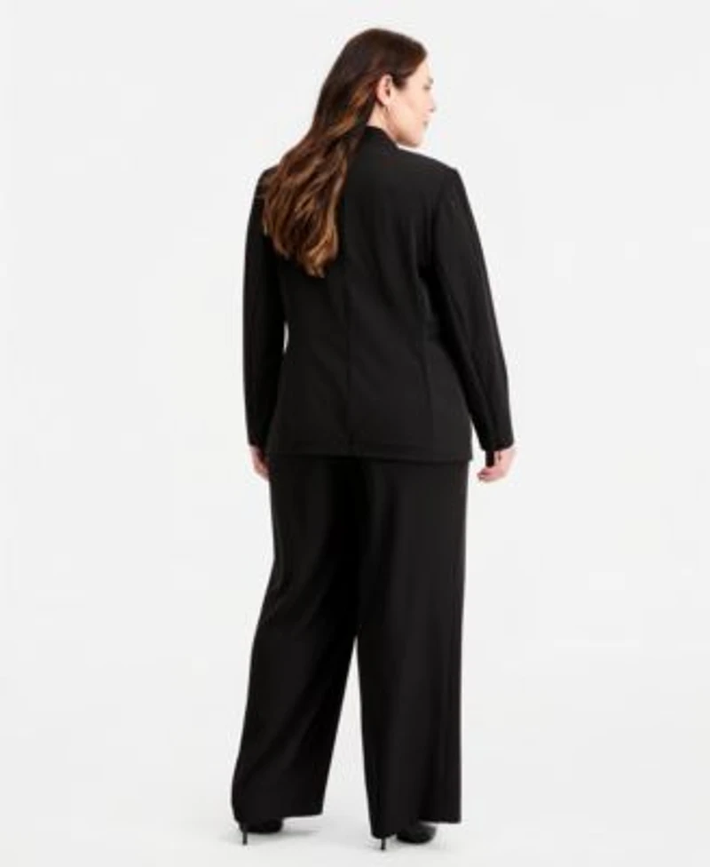 Anne Klein Plus Size Open Front Jacket High Rise Wide Leg Pants