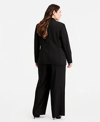 Anne Klein Plus Size Open Front Jacket High Rise Wide Leg Pants