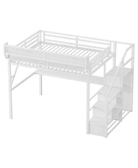 Streamdale Furniture Queen Loft Bed with Desk, Stairs and Charging Station