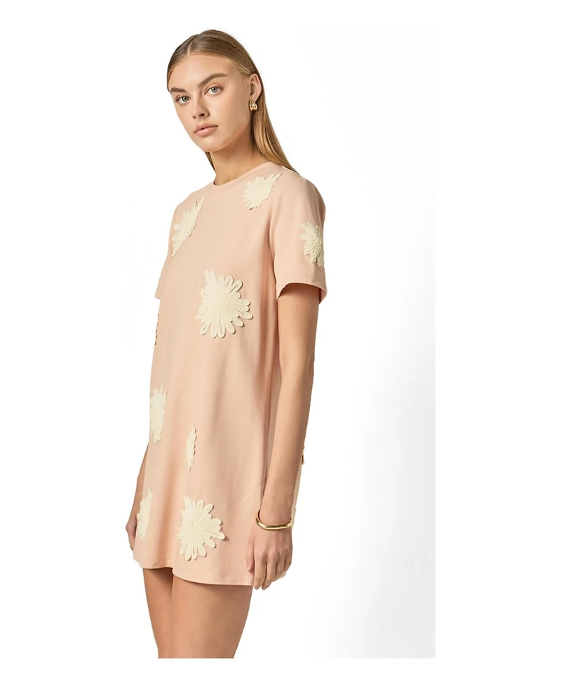 English Factory Women's T-Shirt Dress With Flower Details