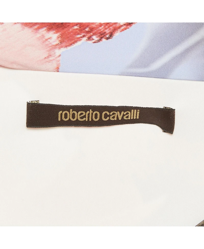 Pre-Owned Roberto Cavalli Women's Multicolor Floral Printed Jersey Off Shoulder Dress