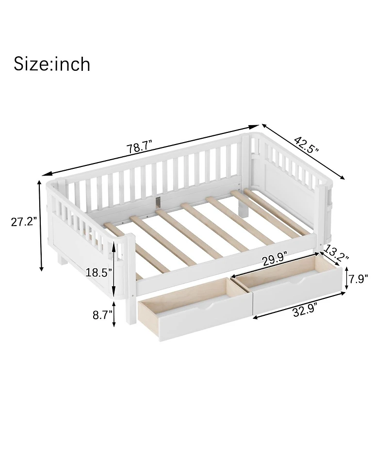 Streamdale Furniture Wood Low Profile Twin Platform Bed with Rails
