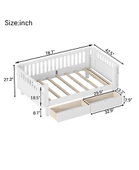 Streamdale Furniture Wood Low Profile Twin Platform Bed with Rails