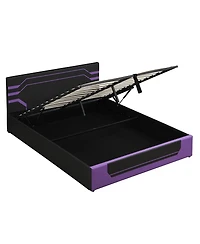 Streamdale Furniture Queen Size Hydraulic Storage Gaming Bed Frame, Cyberpunk Design