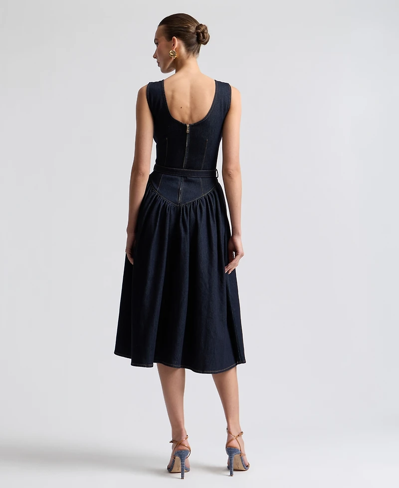 Avec Les Filles Women's Sleeveless Denim Midi Dress