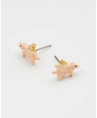 Fable England Gold Flying Pig Stud Earrings