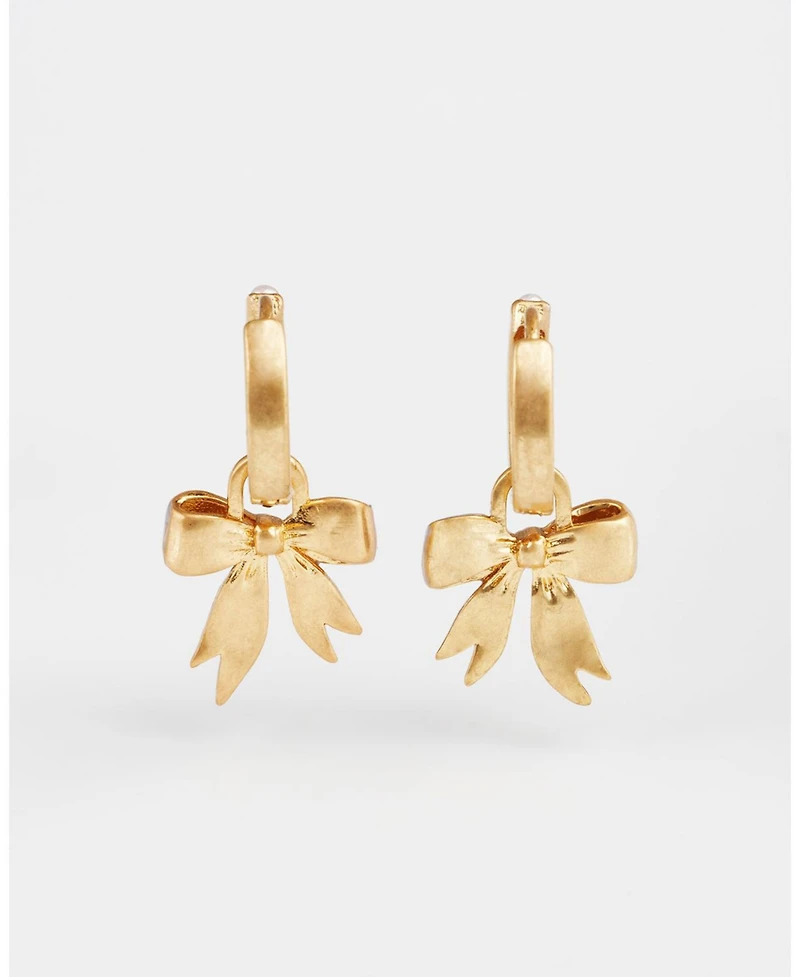 Fable England Gold Forget Me Not Bow Huggie Earrings