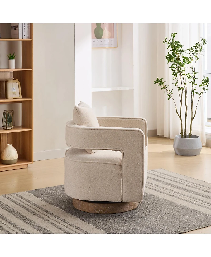 Streamdale Furniture Modern Swivel Accent Chair with Weathered Base