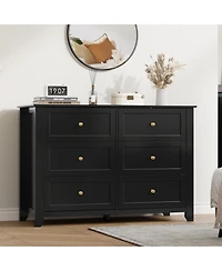 homfan 6-Drawer Dresser with Deep Drawers and Metal Knobs, Modern Wooden Chest for Bedroom Entryway Hallway
