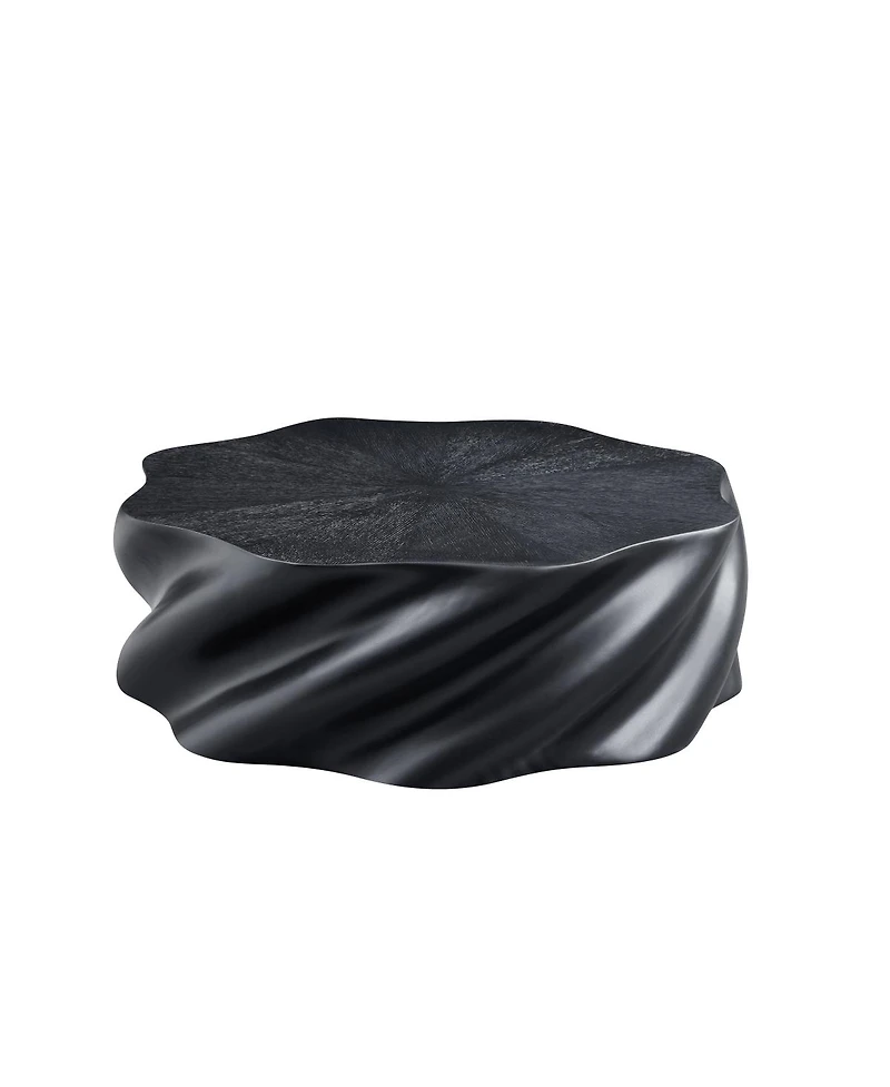 Streamdale Furniture 35" Round Petal-Shape Fluted Drum Coffee Table, Fiberglass