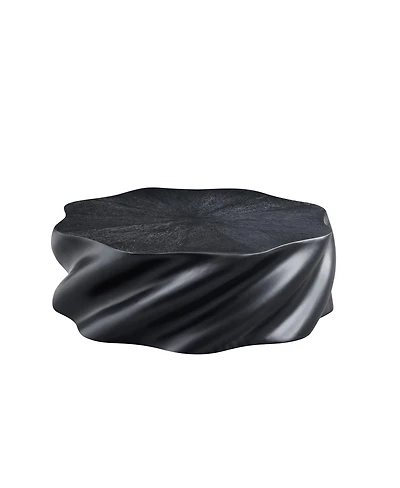 Streamdale Furniture 35" Round Petal-Shape Fluted Drum Coffee Table, Fiberglass
