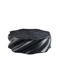 Streamdale Furniture 35" Round Petal-Shape Fluted Drum Coffee Table, Fiberglass
