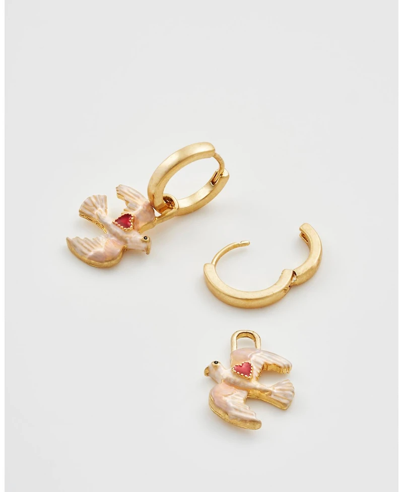 Fable England Love Dove Huggie Earrings