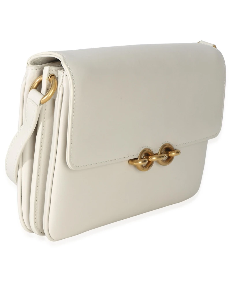 Pre-Owned Saint Laurent Cream Smooth Calfskin Le Maillon Satchel