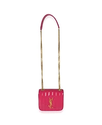 Pre-Owned Saint Laurent Pink Patent Matelasse Monogram Small Vicky Chain Bag
