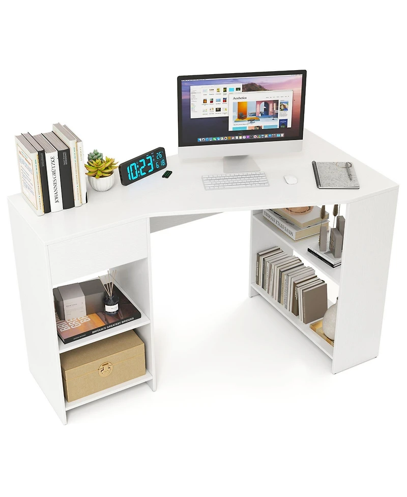 Slickblue Modern Corner Computer Desk with Drawer for Home Office