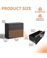 Viyet 35" Lateral File Cabinet - 2 Drawer Metal Locking Storage for Legal and Letter Files