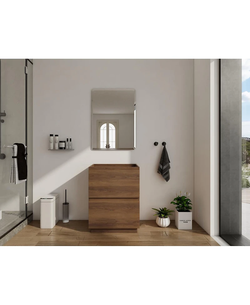 Sillysis Bathroom Vanity Cabinet Only, Freestanding Engineered Wood with 2 Drawers