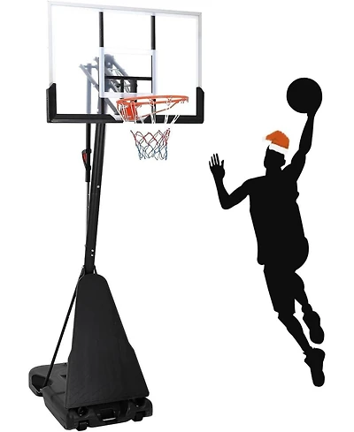 Xo Portable Basketball Hoop, 5.2-10 Ft Adjustable Goal, 47" Shatterproof Backboard with Wheels, Outdoor Basketball System for Kids and Adults Backyard