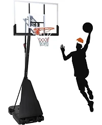 Xo Portable Basketball Hoop, 5.2-10 Ft Adjustable Goal, 47" Shatterproof Backboard with Wheels, Outdoor Basketball System for Kids and Adults Backyard