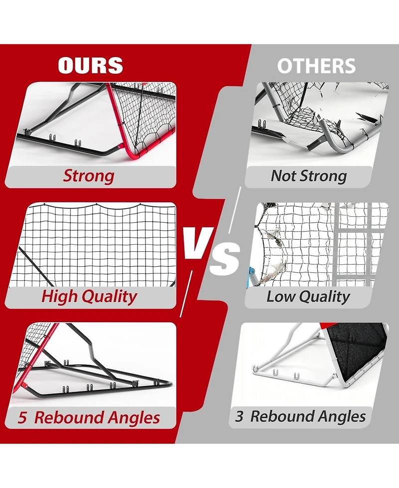 Xo 4x4.5 Ft Baseball Rebounder Net, Steel Frame Pitchback Net for Baseball Softball Training, Portable Practice Net