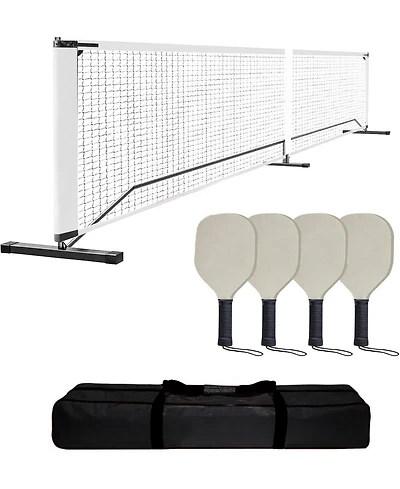 Xo 22FT Pickleball Net Set, Portable Metal Frame with 4 Paddles and 4 Balls, Easy Setup, Weather-Resistant for Driveway Backyard Park Beach