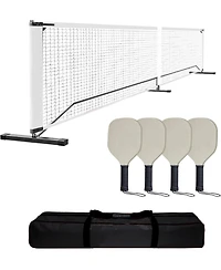 Xo 22FT Pickleball Net Set, Portable Metal Frame with 4 Paddles and 4 Balls, Easy Setup, Weather-Resistant for Driveway Backyard Park Beach