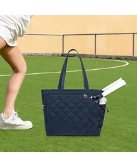 Xo Large Tennis Tote Bag, Water-Resistant Quilted Polyester, Holds 2-4 Rackets with Shoe Compartment for Tennis Pickleball