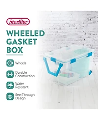Sterilite 120-Qt Clear Plastic Wheeled Storage Bin with Gasket Latch Lid, 12 Pack