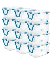 Sterilite 120-Qt Clear Plastic Wheeled Storage Bin with Gasket Latch Lid, 12 Pack