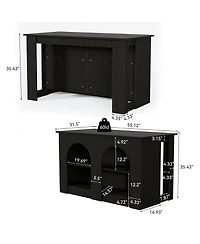 Tribesigns 55.12" Kitchen Island with 2-Tier Storage Shelves, Multifunctional Kitchen Island Table with Open Storage and Breakfast Bar