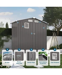 Mondawe Outdoor Metal Storage Shed With Window, Lockable Door, Compact Garden Tool Shed