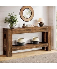 Tribesigns 63" Console Table with 2 Drawers, Long Sofa Table Behind Couch for Living Room, Hallway, Foyer