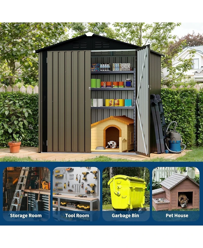 gaomon 6x4Feet Storage Shed Metal Tool Garden Shed for Garden, Backyard
