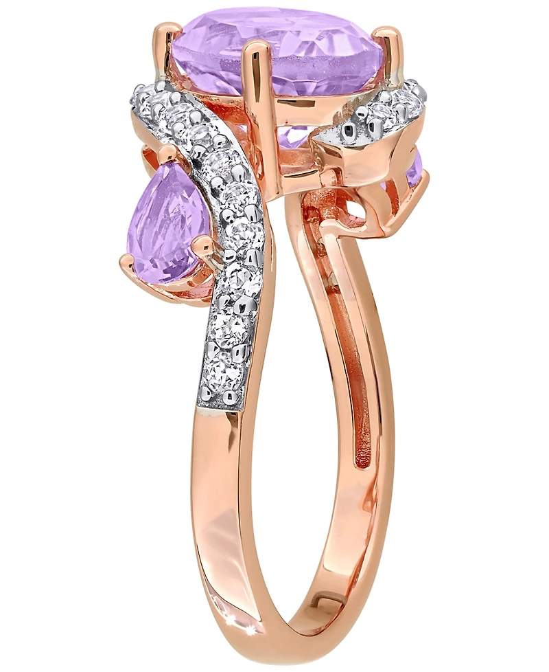 Macy's Amethyst (2-3/8 ct. t.w.) & White Topaz (5/8 Ring 18k Rose Gold-Flash Plated Silver