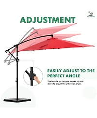 Yiortwo 9.7 Feet Offset Patio Umbrella Cantilever Outdoor Sun Shade With Tilt