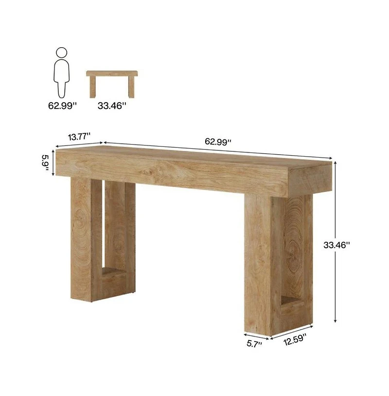 Slickblue 63 Inch Wood Sofa Table for Entryway and Living Room